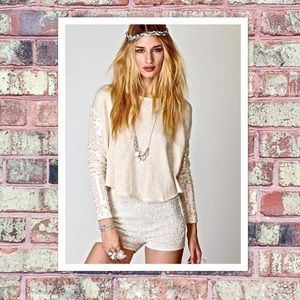 Free People Sequin Sleeve Pullover